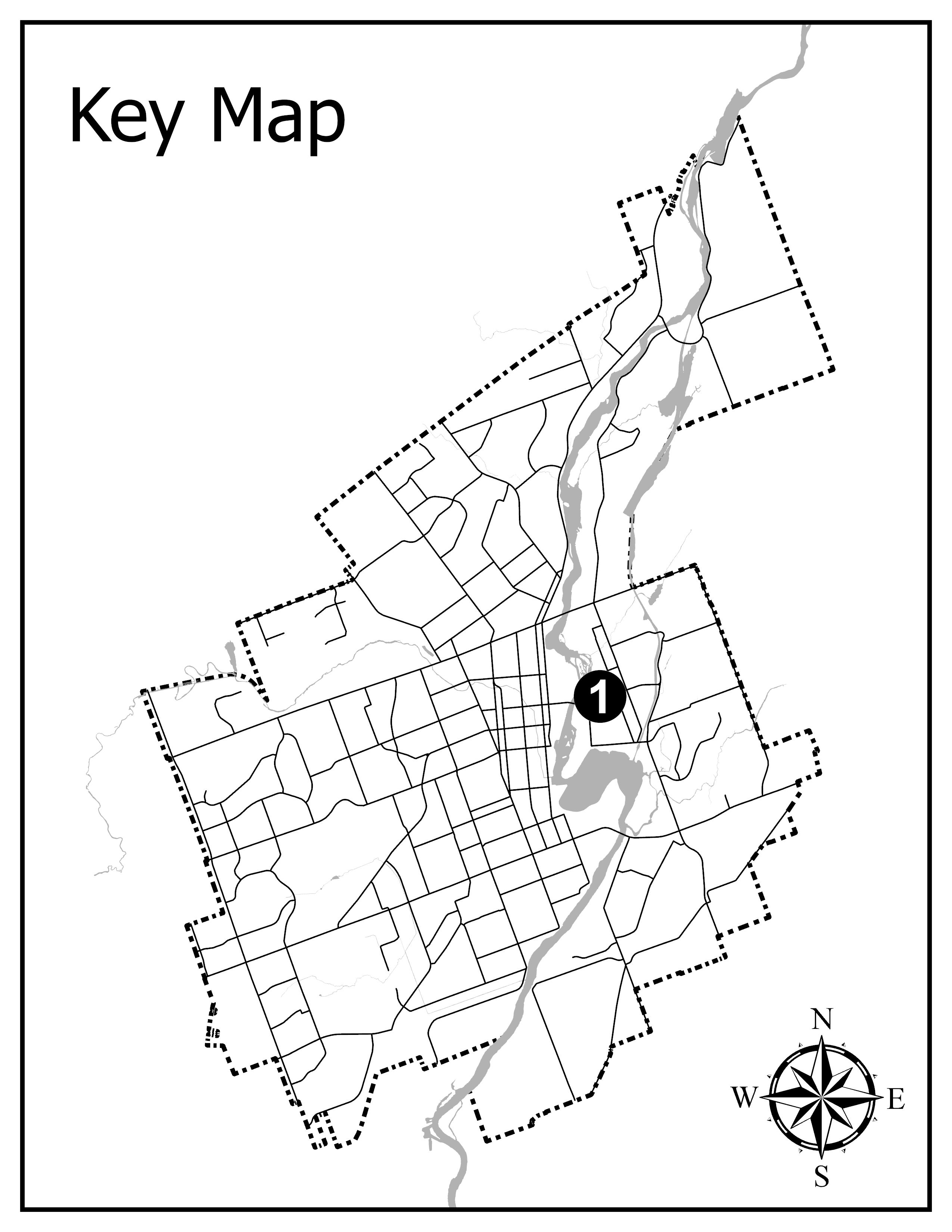 Key map of City with the location at 90 Hunter highlighted
