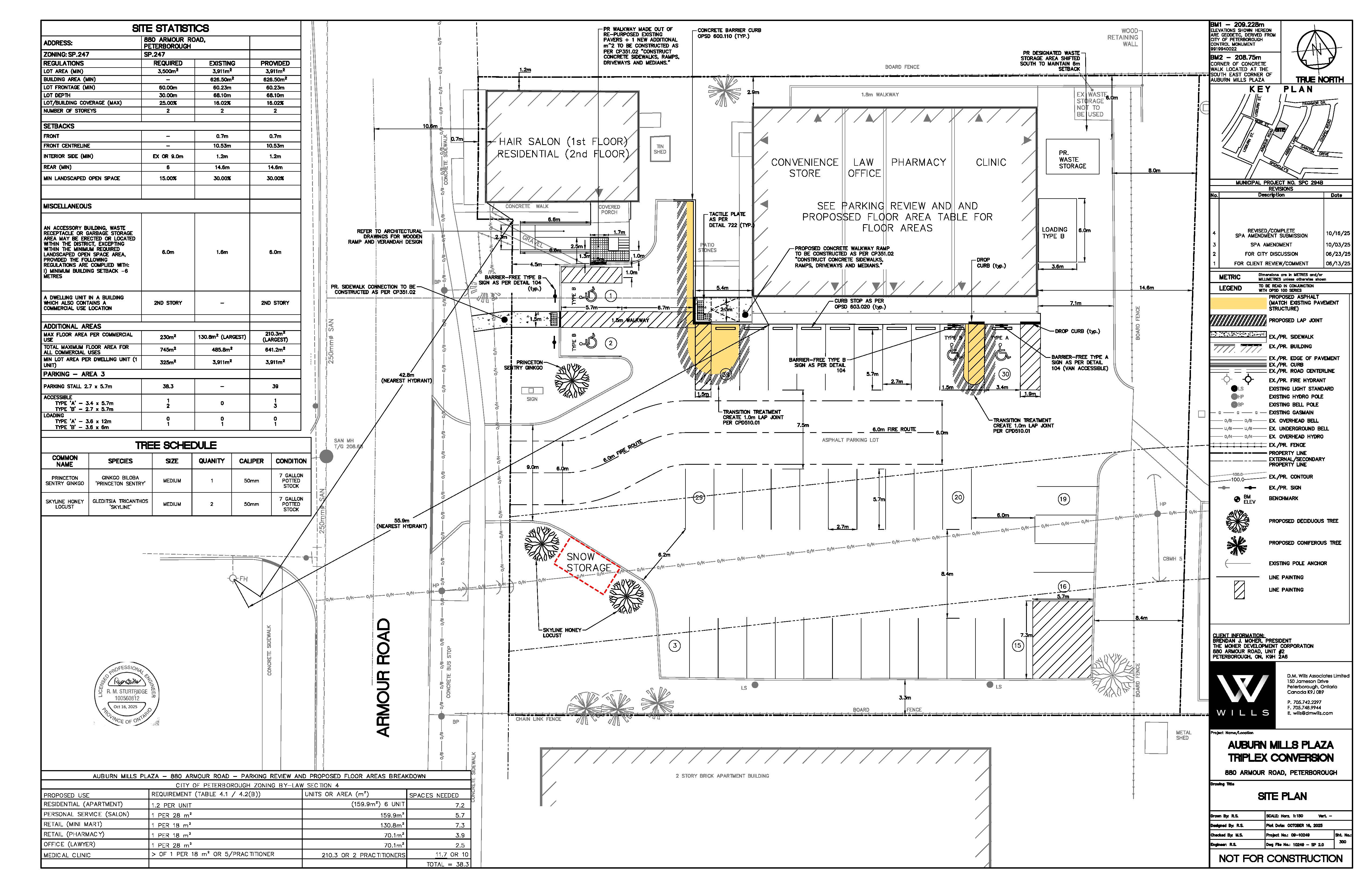 Site Plan layout for proposed development at 884 Armour Road.