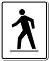 Road sign with stick person representing the outline of a person