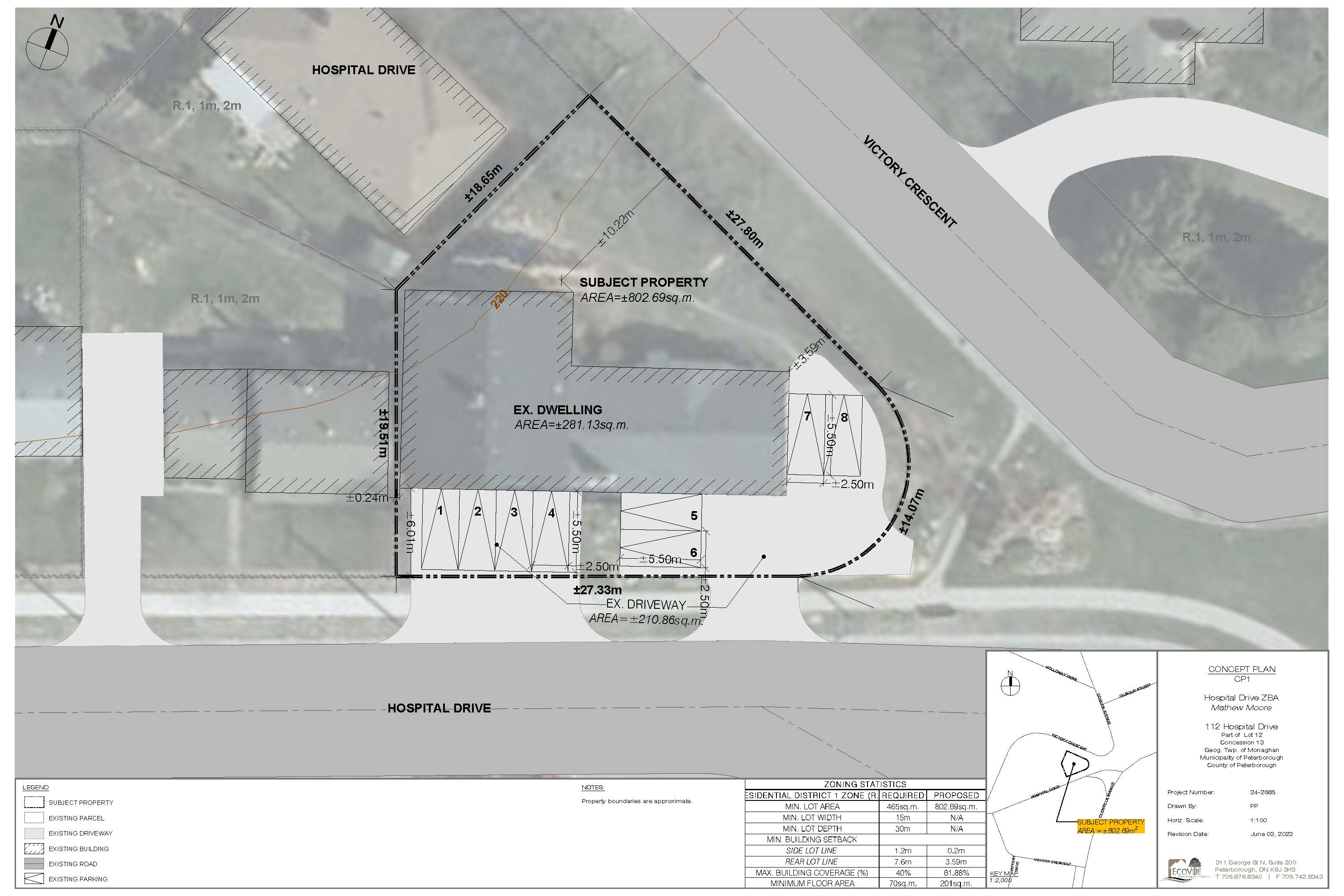 Overhead map including a drawing of proposed site changes