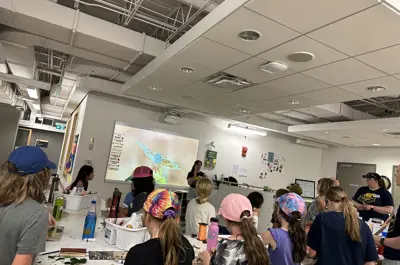 Campers learning in the Museum Classroom 