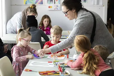 Art class with children at a table