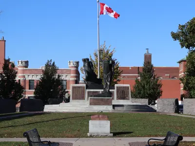 War memorial with two sculptures