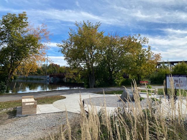 Nogojiwanong Project along trail in Millennium Park
