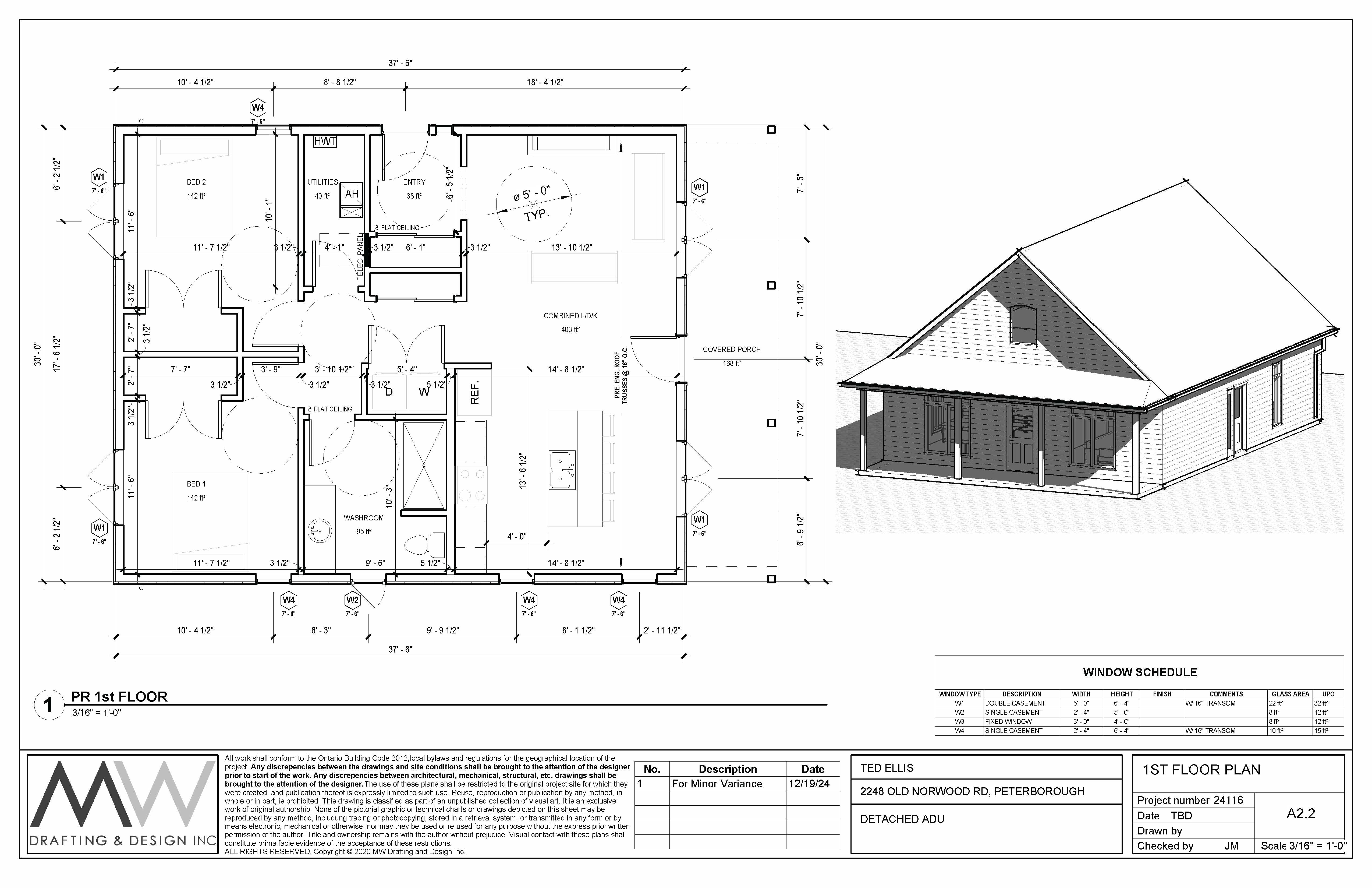 Elevation and floor plan for detached Additional residential unit