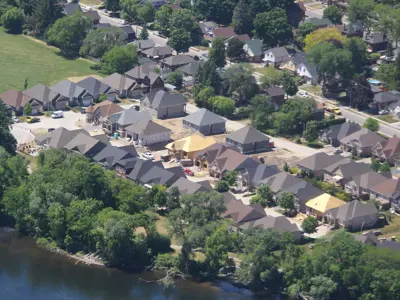 Aerial image of residential construction