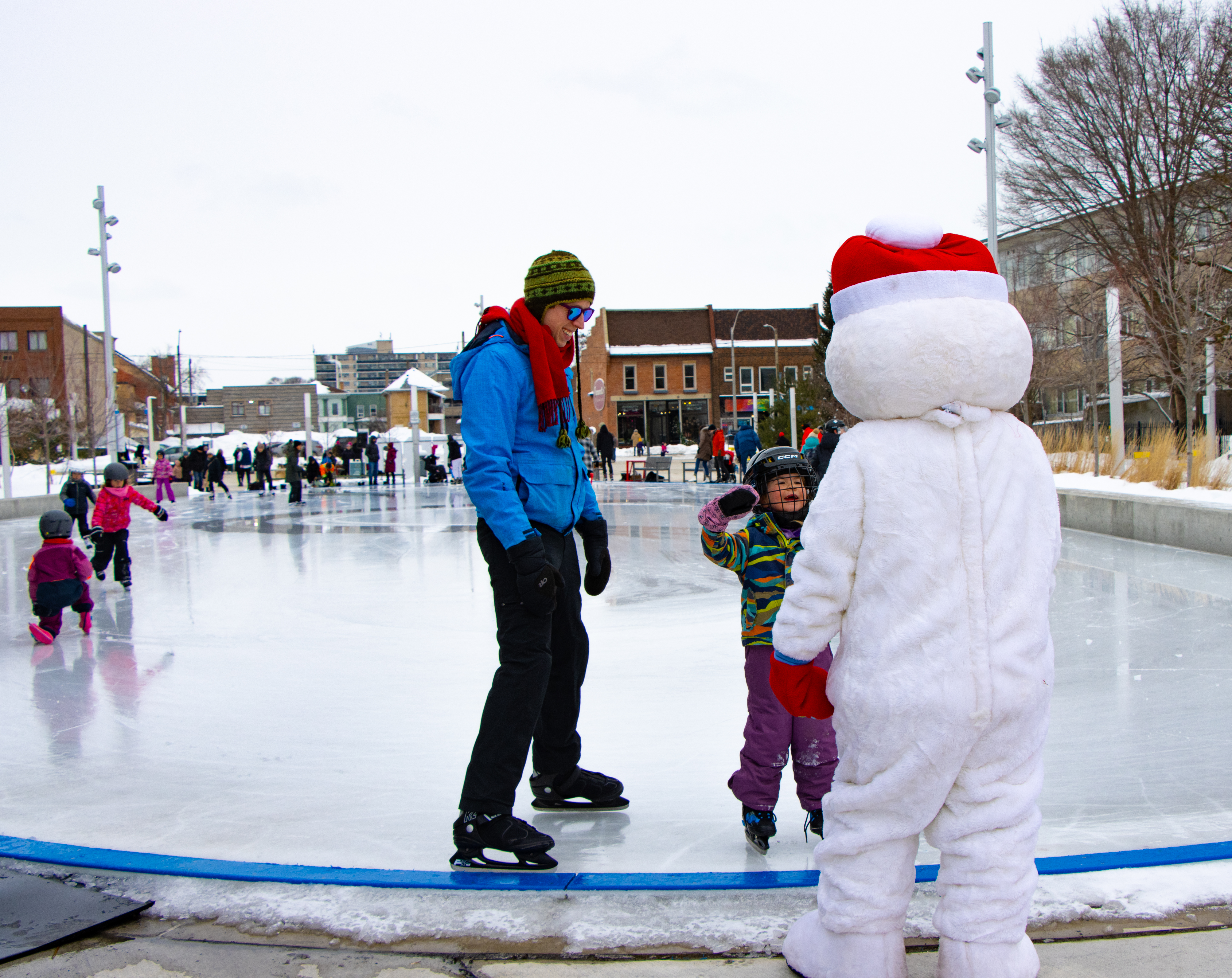 Snofest Pete greets skaters of all ages at Quaker Foods City Square rink