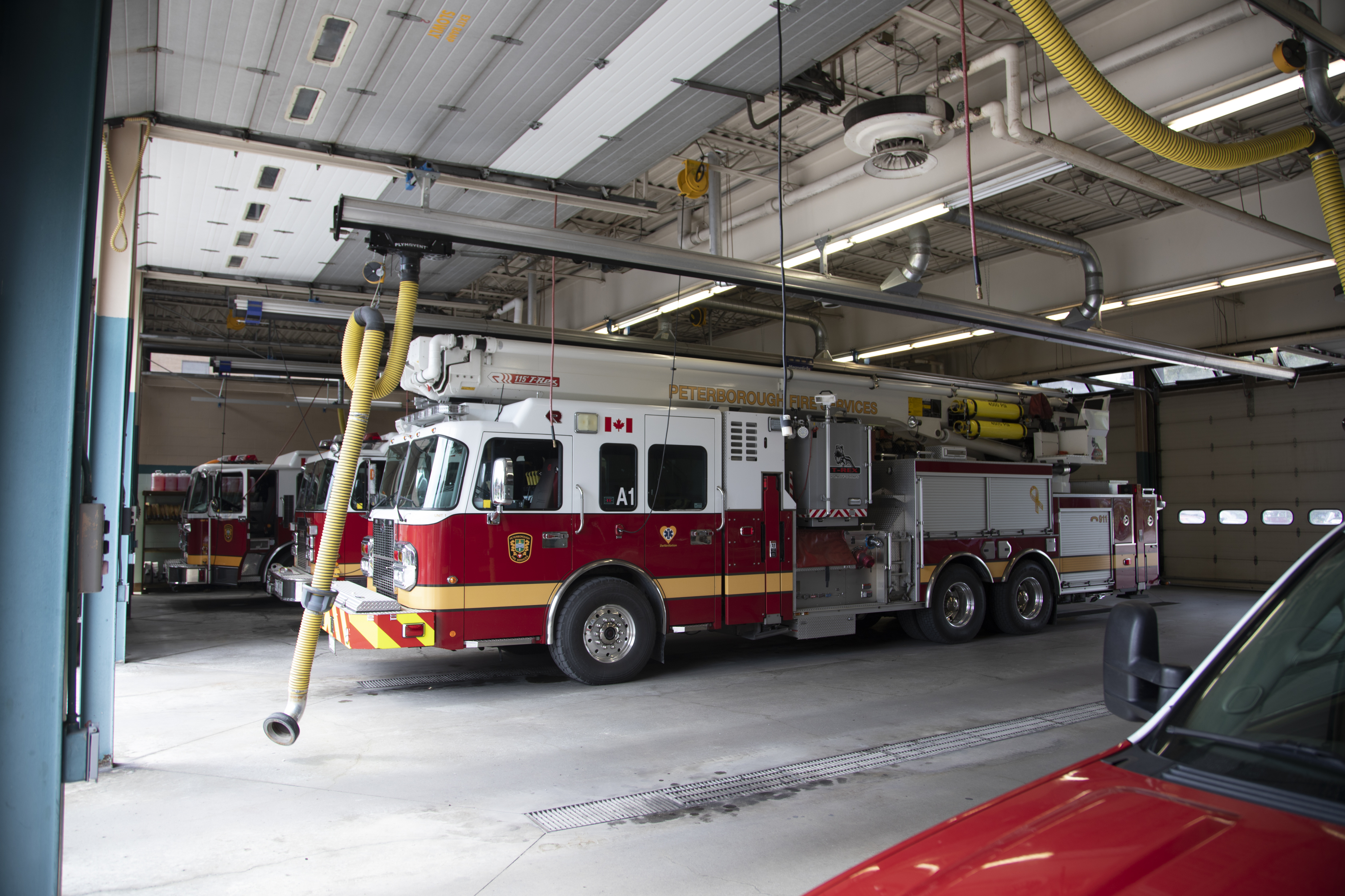 Fire truck parked in station