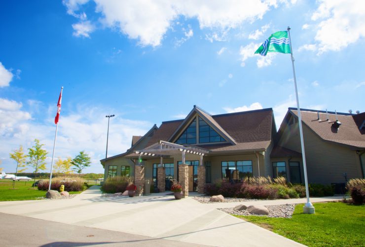 Exterior of airport terminal building