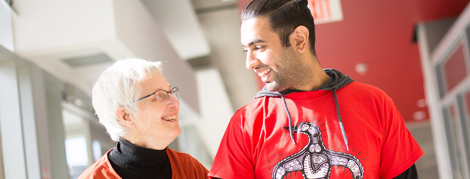 Two people looking at each other